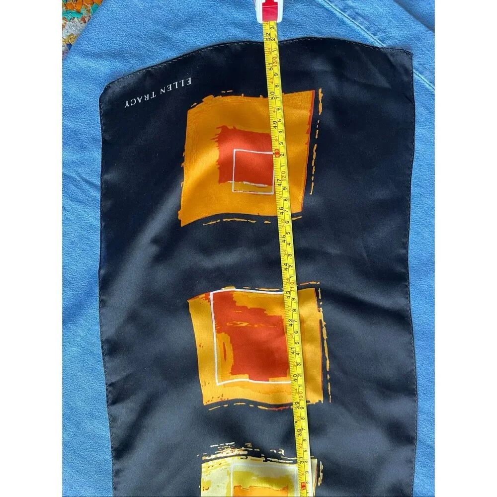 Ellen Tracy Silk Scarf Gallery Art Print Abstract Colorblock Modernist 52x11